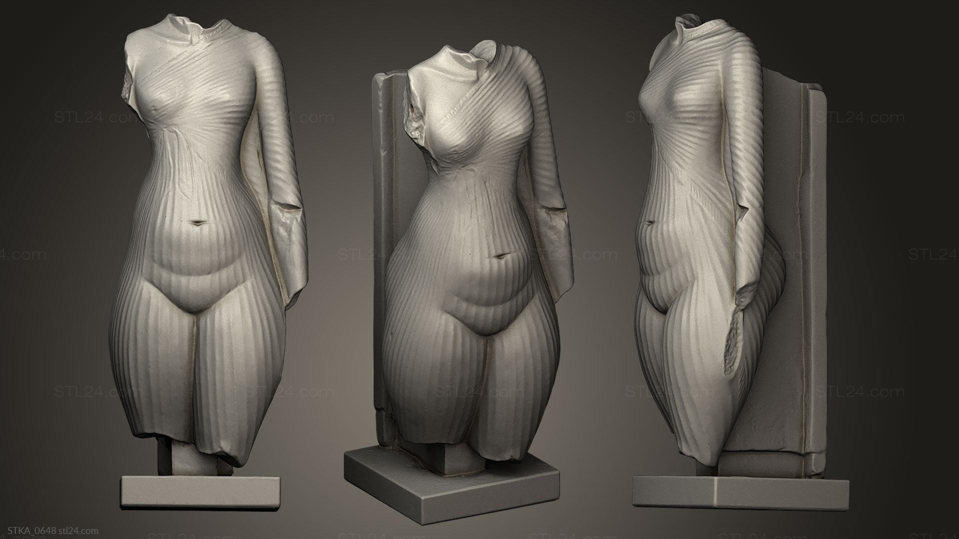 Статуи античные и исторические (Торс де ла Рейне Нефертити, STKA_0648) 3D модель для ЧПУ станка
